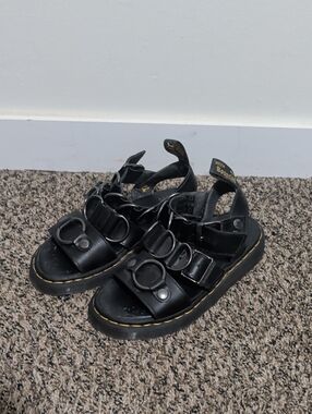 Dr. Martens Black Triple-Buckle Sandals